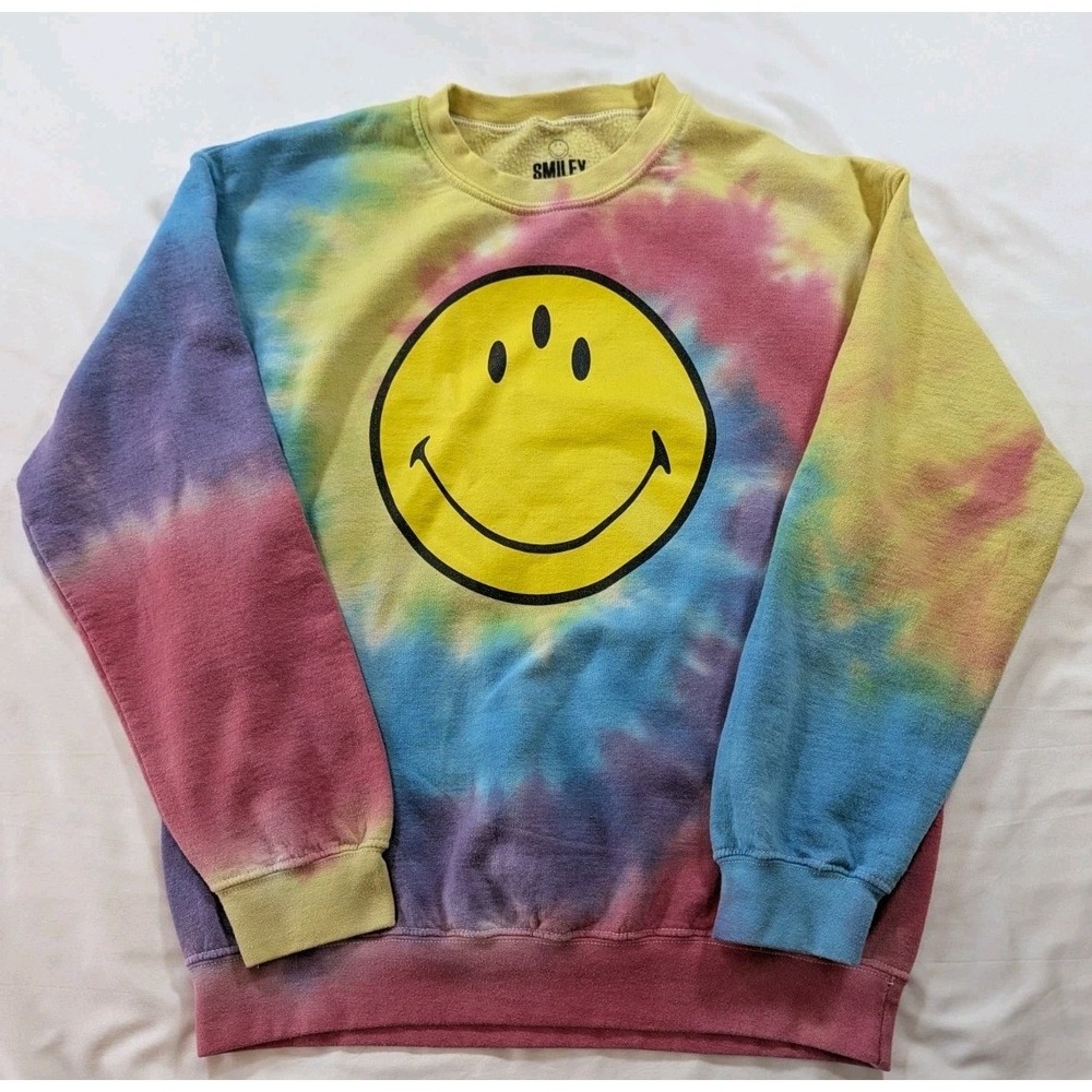 VTG Smiley Original Brand 3-Eye Tie-Dye Crewneck Sweatshirt - Medium - Retro
